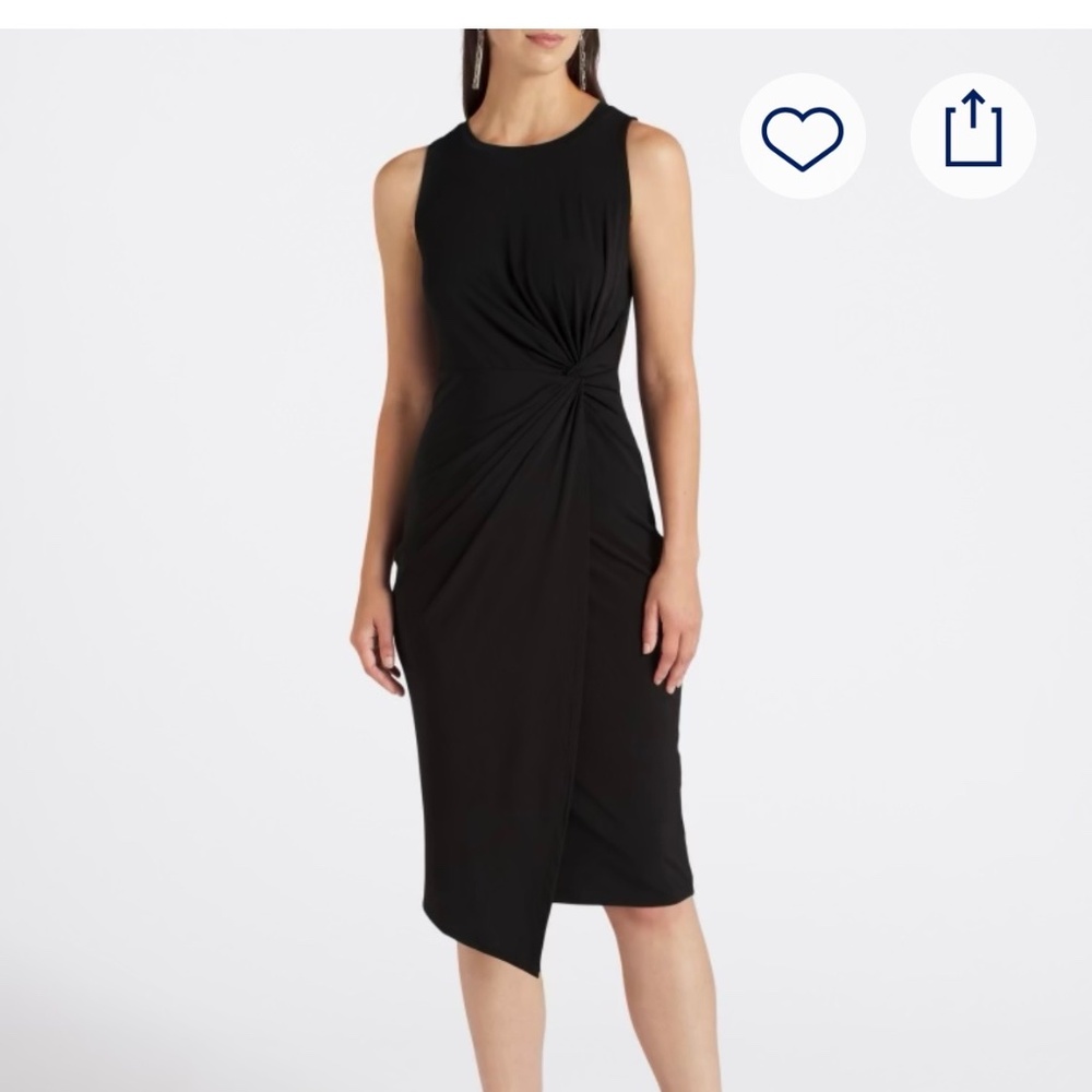 Nine Britton Abigail Brushed Knit Fitted Midi Dress – Black – Size S